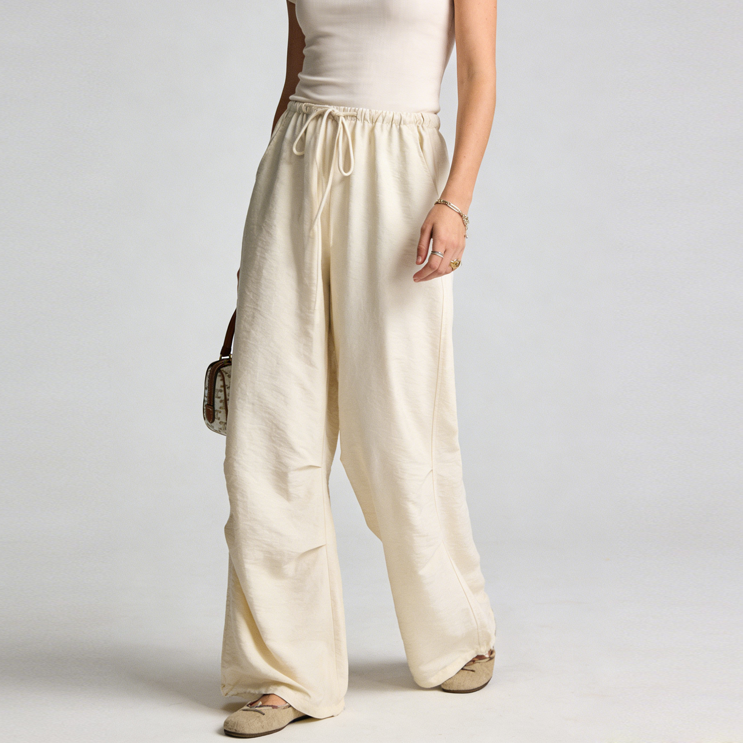 Silk Pants Elastic Waist Cargo REAL SILK LIFE