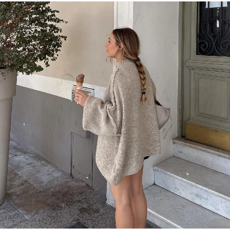 Ootddress Autumn 2025 Knit Sweater Pullover Female Loose Turtleneck Casual Patchwork Oversized Sweater Knitwear High Street Pullover