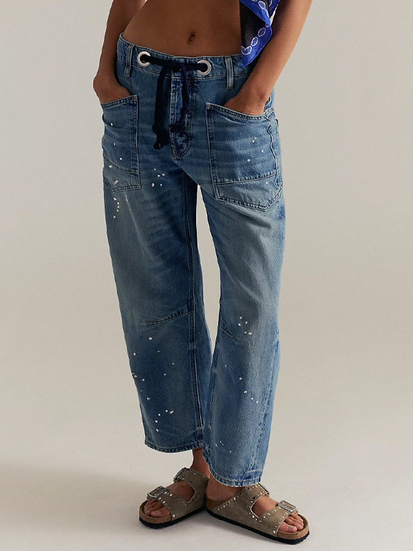 Denim Lace-Up Cocoon Pants hjn Shicloths