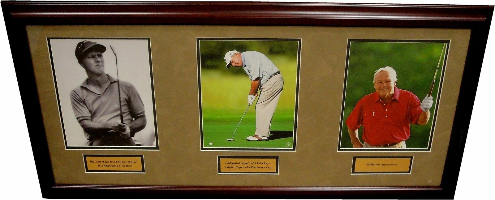 Arnold Palmer UnSigned Trio 39x18 Custom Matted Framed Photo Poster paintings UDA 50 Masters