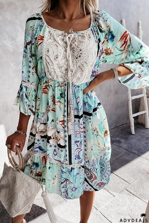 Sequin Lace Floral Dress