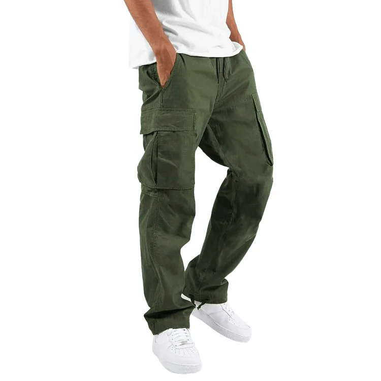 PASUXI Men's Casual Cargo Pants Workout Joggers Stretch Sweatpants Hiking Drawstring Tactical Pants with Multi Pockets huanwei
