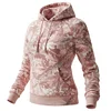 Women's Vintage Pink Camo Raglan Sleeve Hooded Sweatshirt by Inlyline