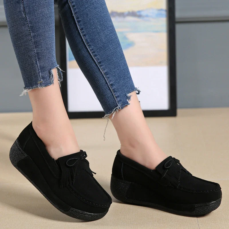 Blankf Fashion Women Shoes Thick Soled Platform Sneakers Suede Leather Women Casual Shoes Fringe zapatos mujer chaussure femme