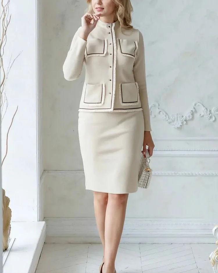 Elegant jacket and skirt two-piece set