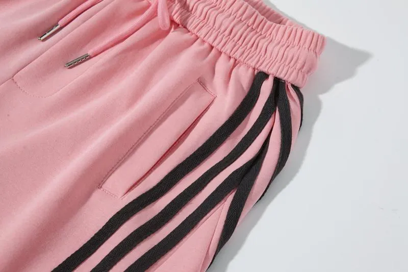Flooo Loose Wide Leg Striped Track Pants Women's Casual Streetwear Joggers with Elastic Waistband & Side Pockets for Workout Clothes