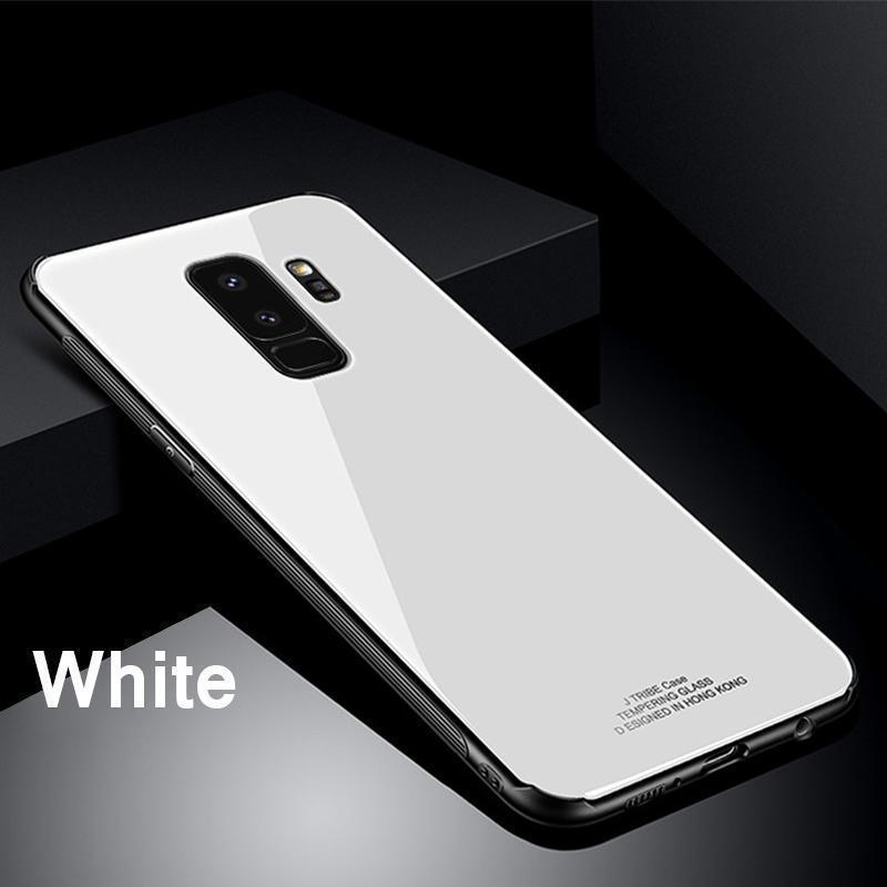 Luxury Shockproof Tempered Glass Back Cover Soft TPU Edge Case for Samsung Note 9 S9 S9Plus Note 8 S8 S8Plus
