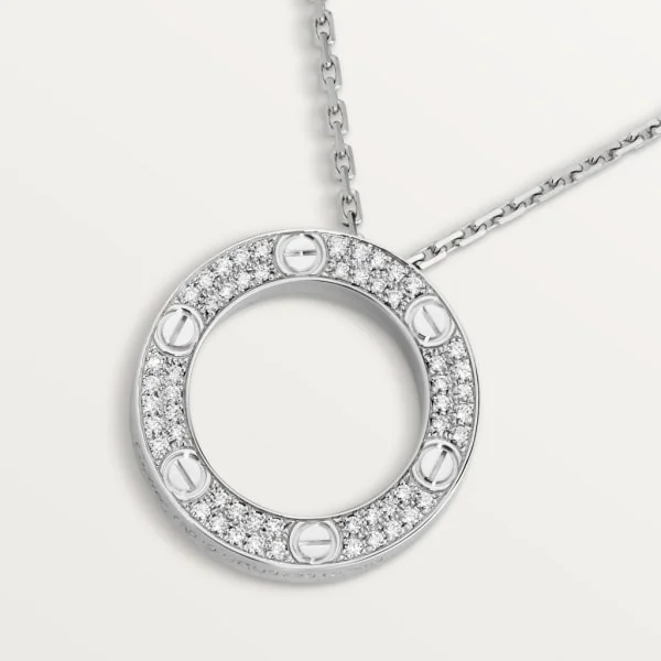 Love necklace, paved white gold, diamonds