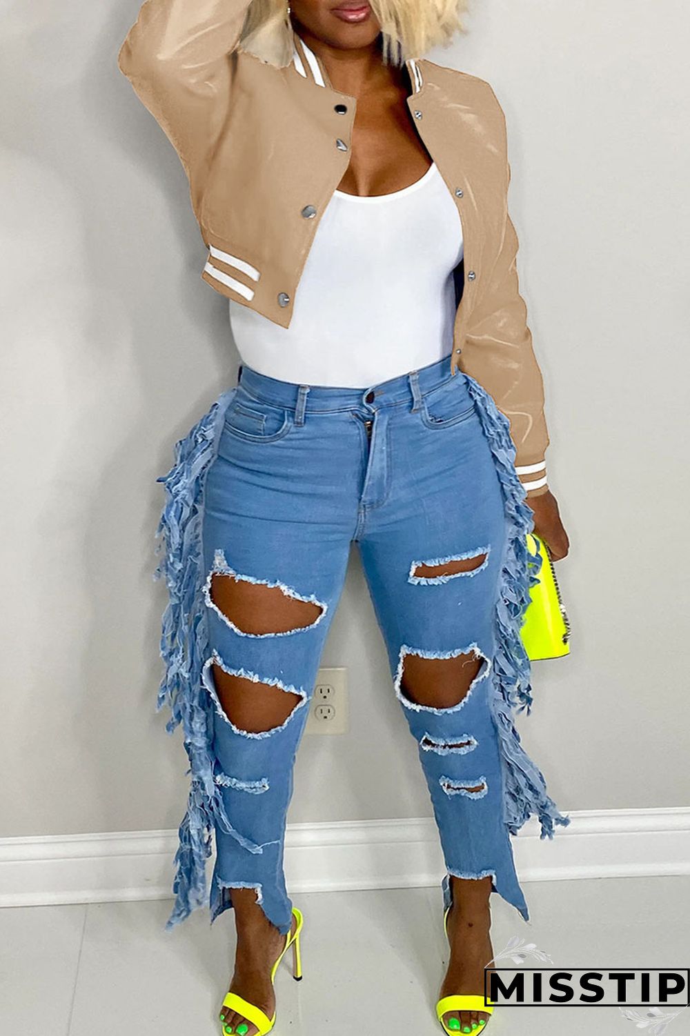 Black Casual Solid Patchwork Buckle Outerwear