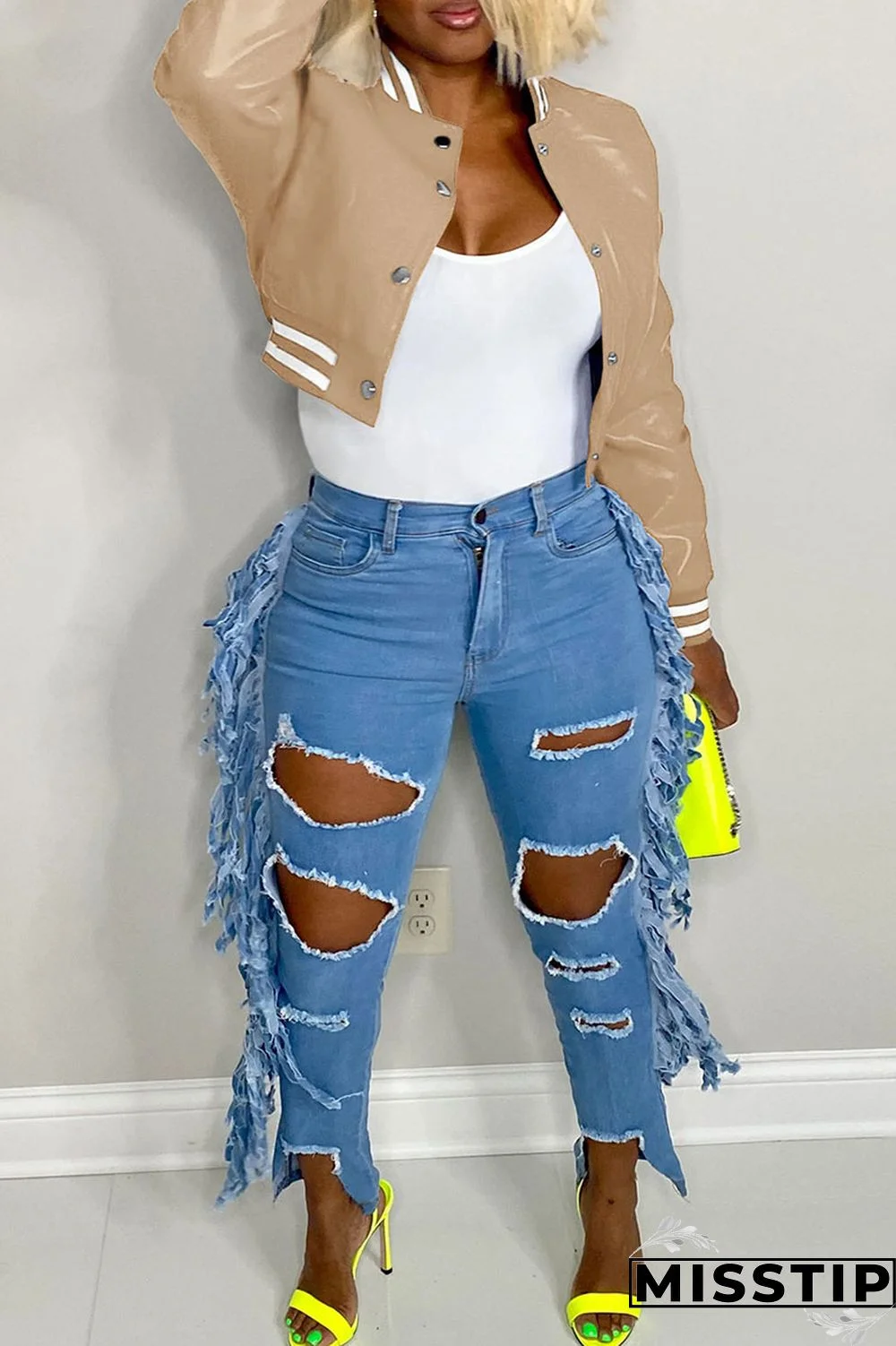 Black Casual Solid Patchwork Buckle Outerwear