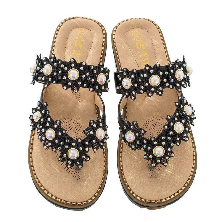 Women's Bohemian Sparkle Bling Flip Flops | 168DEAL