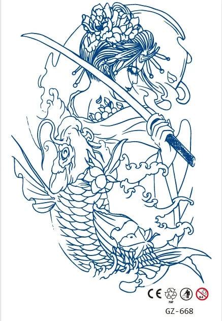 Temporary Waterproof Tattoo Stickers Ancient Chinese God of War Totem Thinker Juice Ink Men Women Girl Chest Arm Body Fake Tatoo