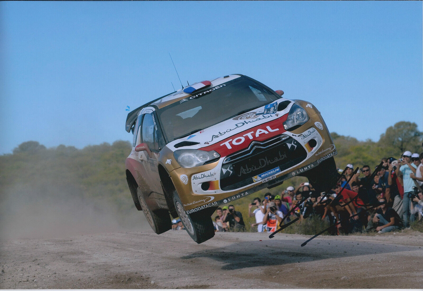 Sebastien LOEB SIGNED AUTOGRAPH 12x8 Photo Poster painting AFTAL COA CITROEN Rally Car Abu Dhabi