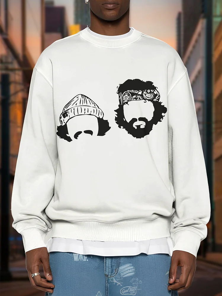 Men's Cheech And Chong Retro Graphic Print Casual Sweatshirt