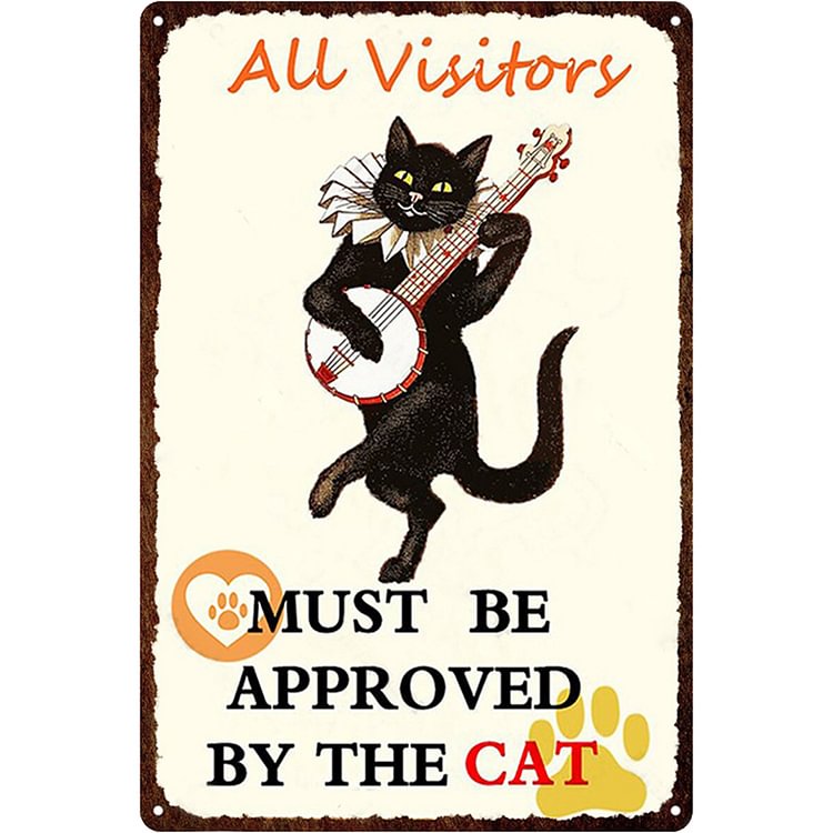 Cat Playing Guitar - Vintage Tin Signs/Wooden Signs - 8*12Inch/12*16Inch