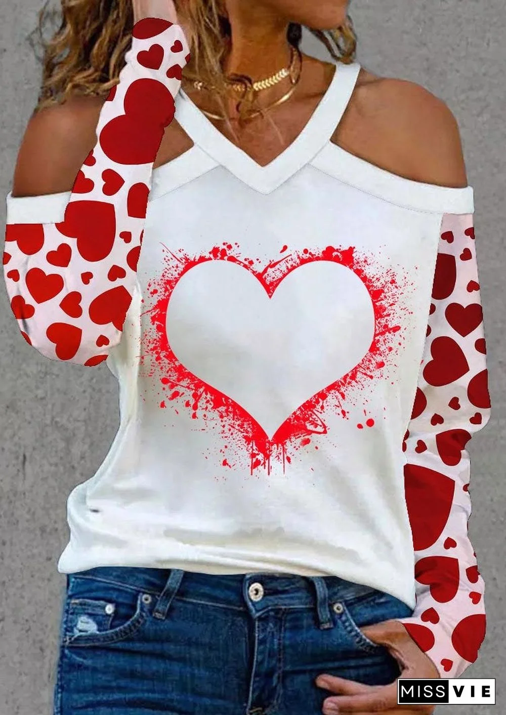 Red Chenked And Heart Printed Shirt
