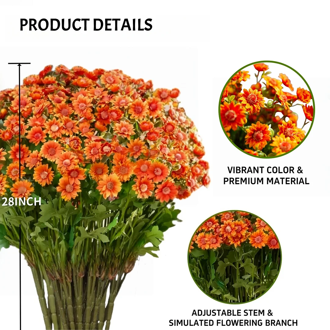 🏆Flash Sale⚡Artificial Outdoor Sunset Mums Flowers - UV resistant. Waterproof. Windproof