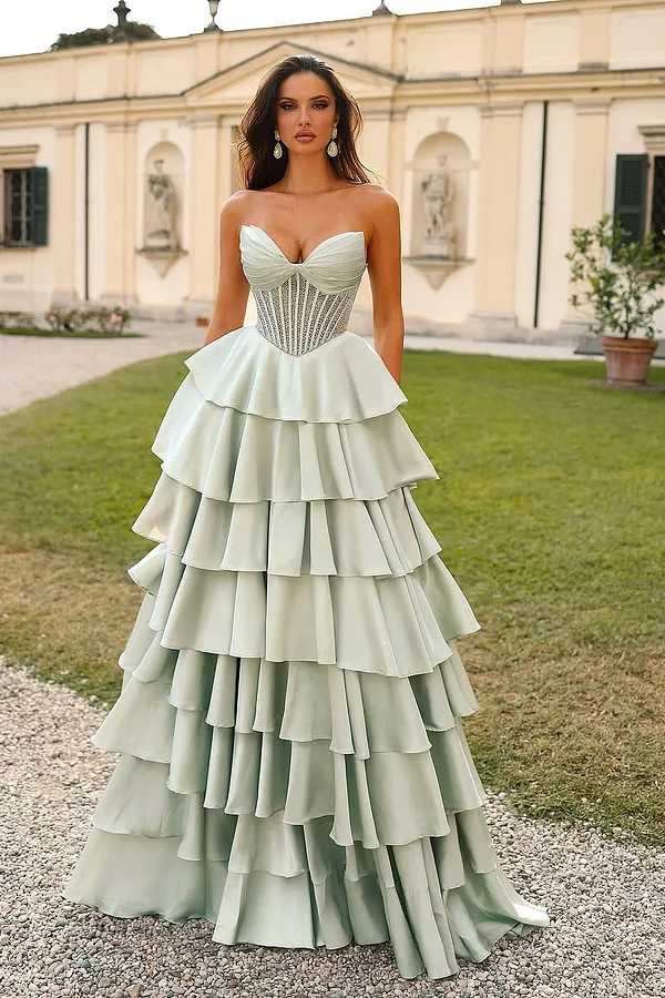 Daisda Sleeveless Strapless Sweetheart A-Line Prom Dress 