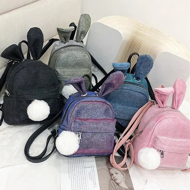 5 Colors Kawaii Paillette Bunny Ears Backpack SP14055