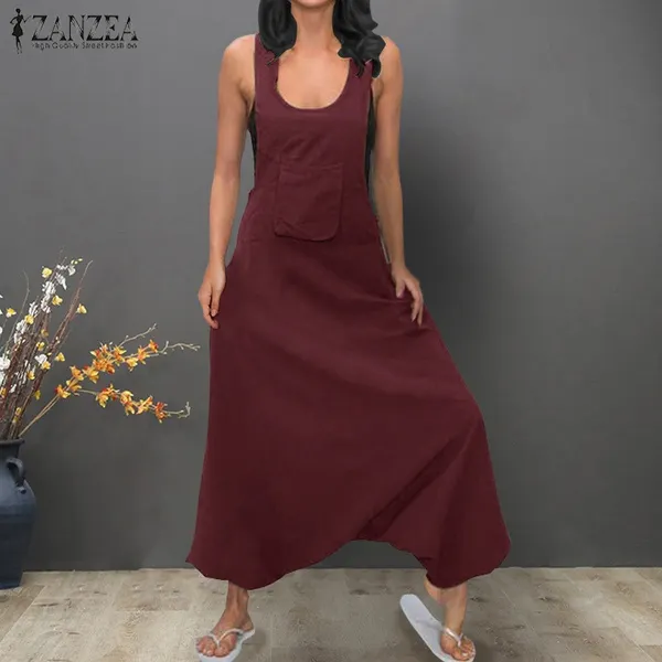 Women Sleeveless Baggy Long Vest Jumpsuits Playsuits Romper Pants Plus Size