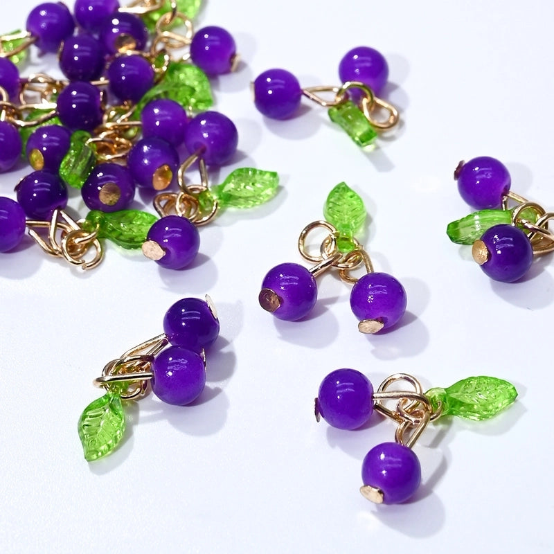 20 Pieces 5 PCS/Package 10 * 15mm Glass Iron Cherry Pendant Jewelry Accessories