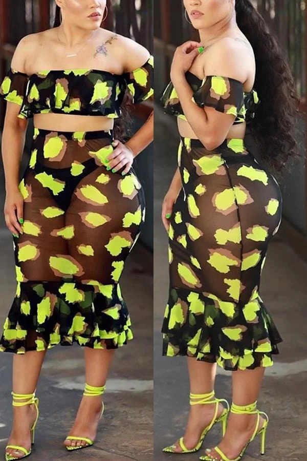 Sexy Printed Mesh Two-piece set