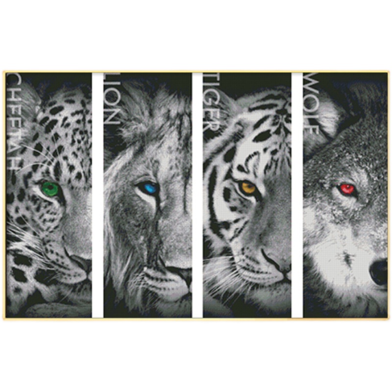 【Xiaobai Brand】Four Beasts Full 14CT Pre-stamped Canvas(100*68cm) 50 Colors Cross Stitch
