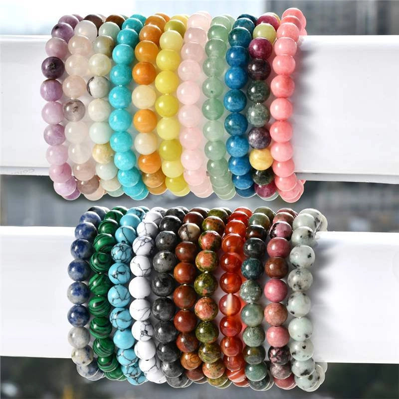 8mm Natural Stone Bracelet With Card Explosions Tourmaline Bracelet For Men And Women Friendship Bracelet Holiday Gift