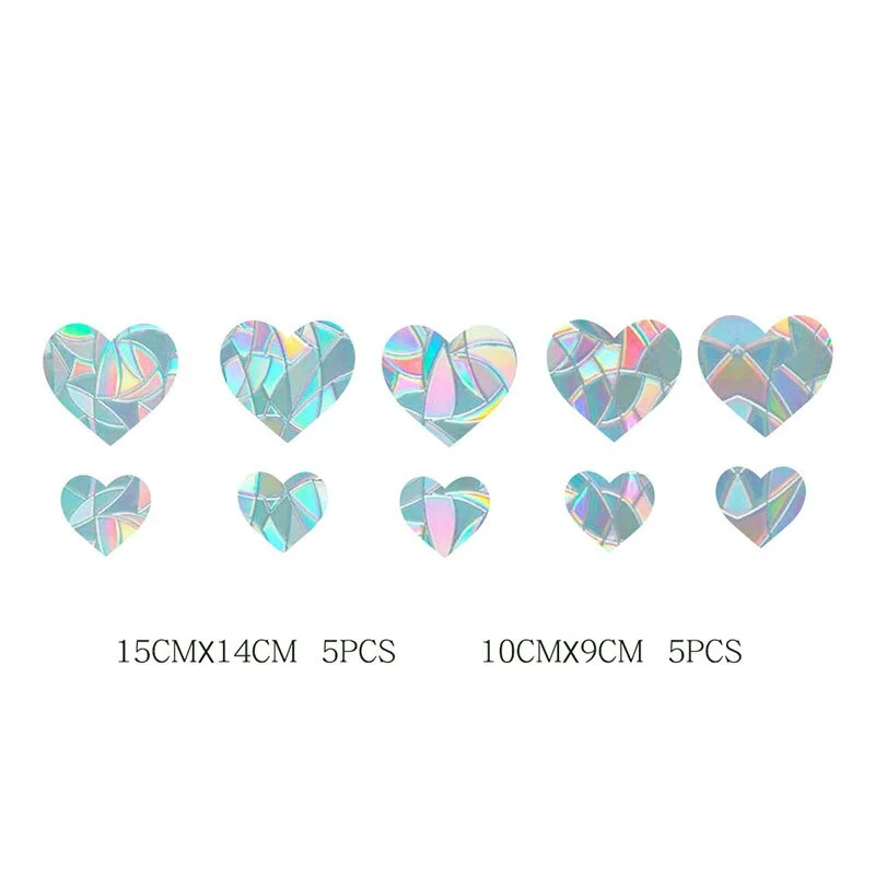 9pcs Electrostatic Glass Stickers Cat Hummingbird Trumpet Rainbow Prism PVC Glue-free Window Film Removable Glass Window Grilles