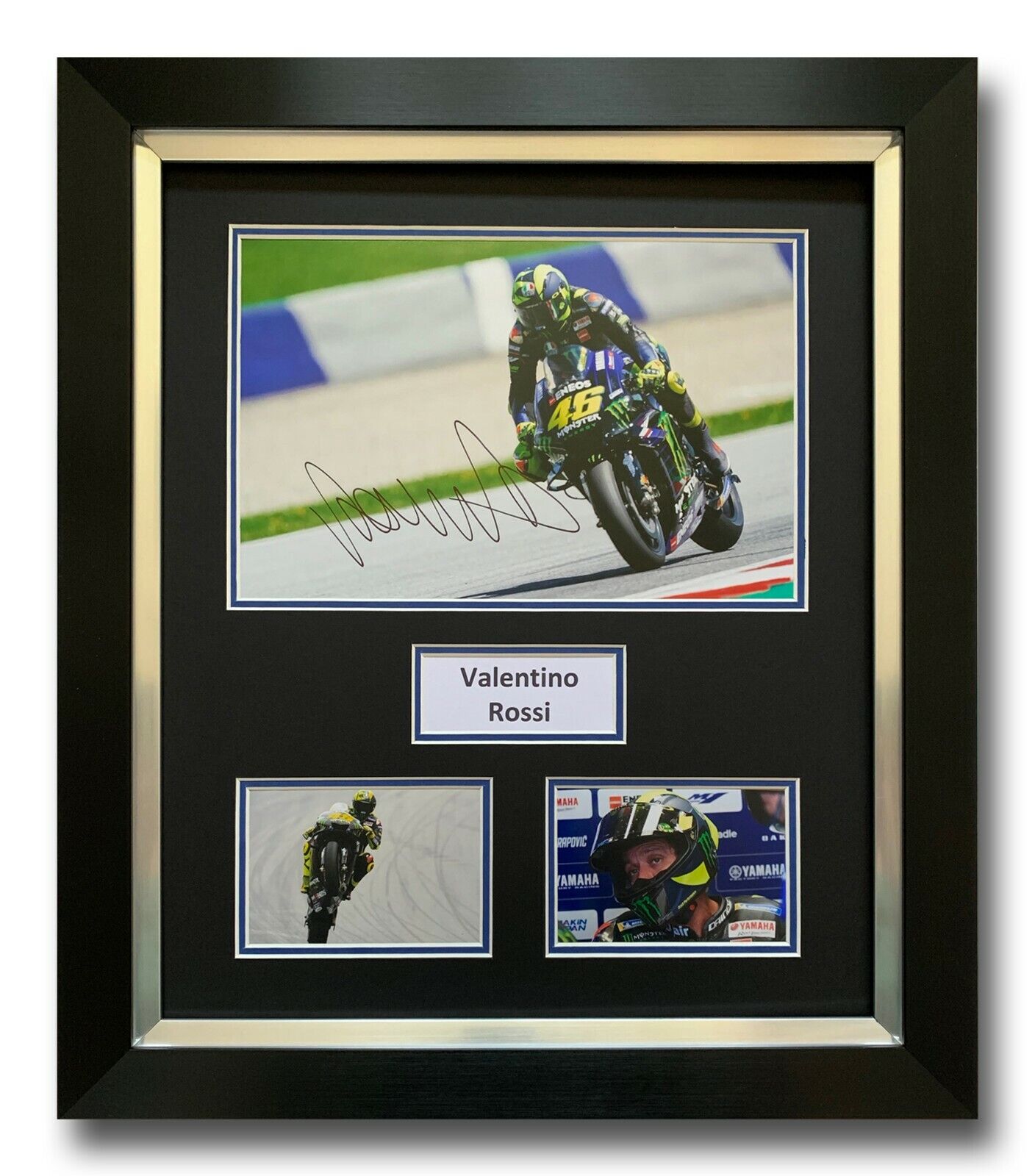 VALENTINO ROSSI HAND SIGNED FRAMED Photo Poster painting DISPLAY - YAMAHA - MOTOGP AUTOGRAPH 1.