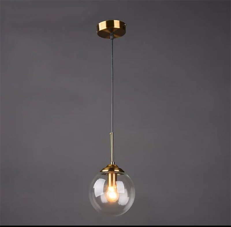Nordic LED Glass Pendant Light for Dining Room Modern Round Ball Hanging Pendant Light Fixture Home Decor Bar Kitchen Luminaire