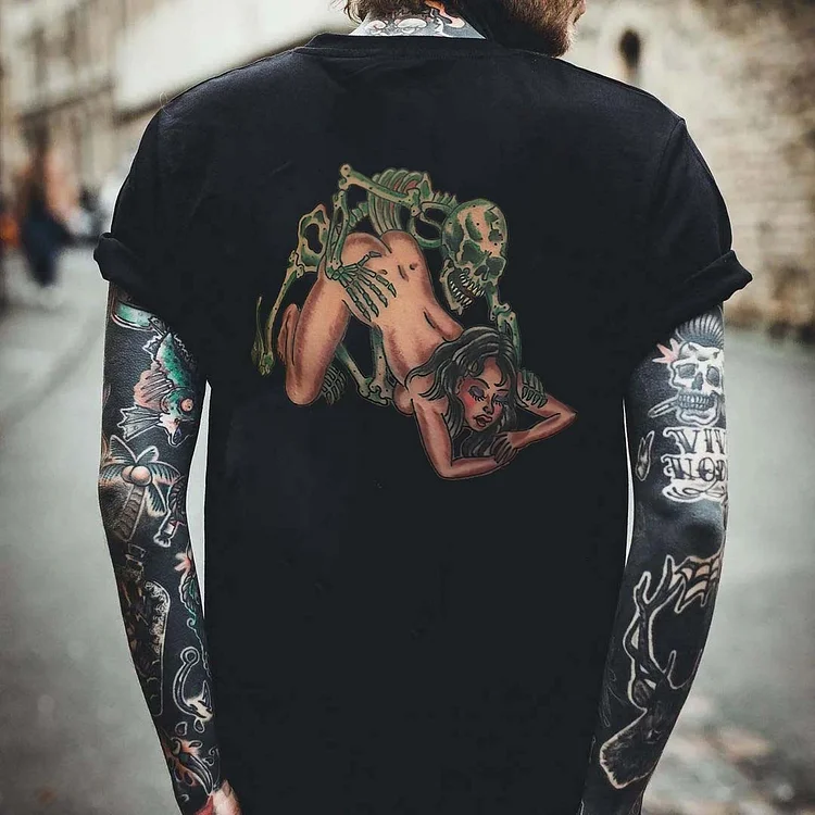 Dirty Love Skull Printed Men's T-shirt