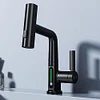 Smart Digital Display Hot And Cold Water Faucet Bathroom Faucet With Pull-Out Sprayer, Black Bathroom Sink Faucet With LED Temperature Display, Modern Single Hole Basin Faucet, Waterfall Bathroom Faucet