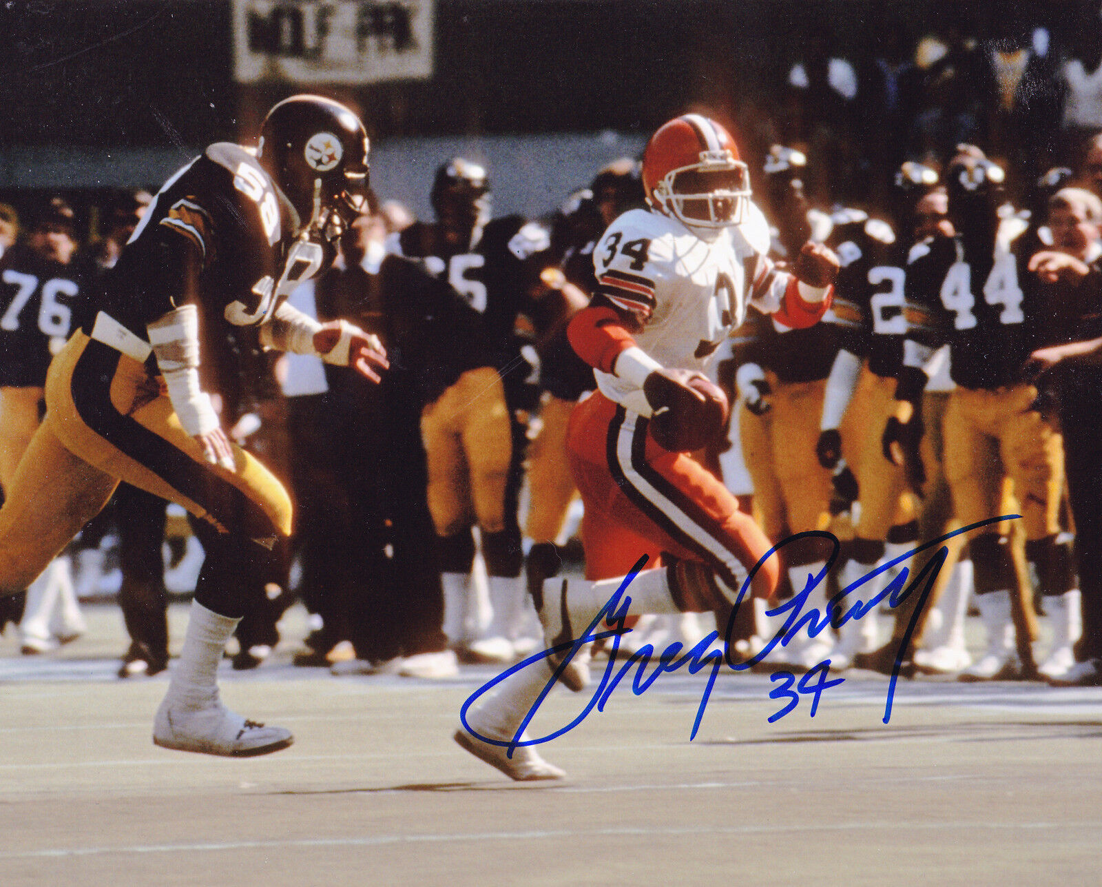 GREG PRUITT CLEVELAND BROWNS ACTION SIGNED 8x10