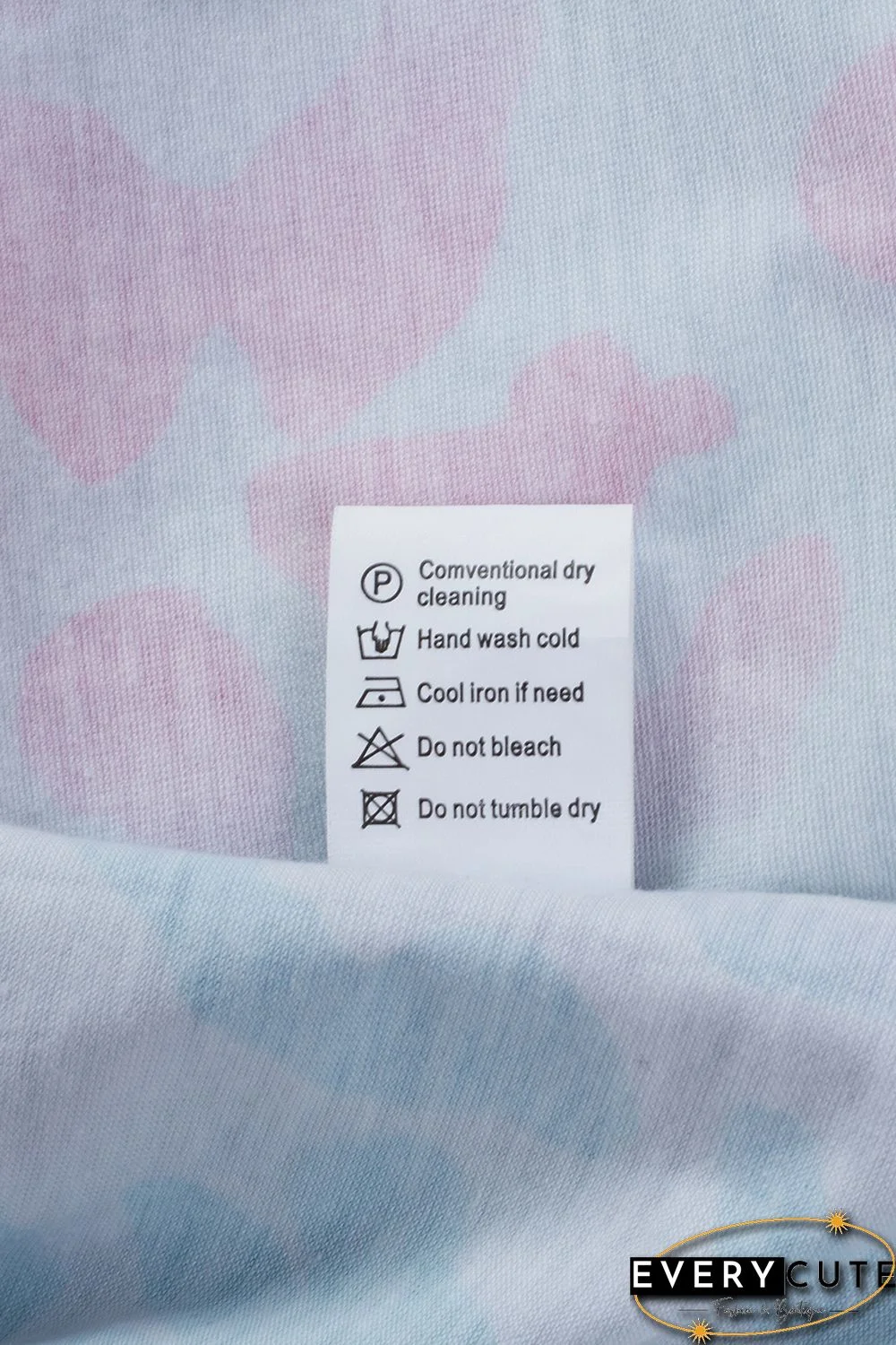 Sky Blue Leopard Color Block Buttoned V Neck T Shirt