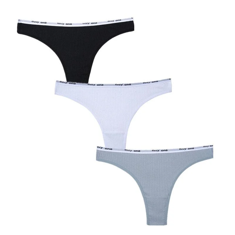 3Pcs/Lot Cotton Thong Panties Sexy G-string Briefs Lace Thongs Women Underwear Panties for Female Girls Ladies Pantys Underpants