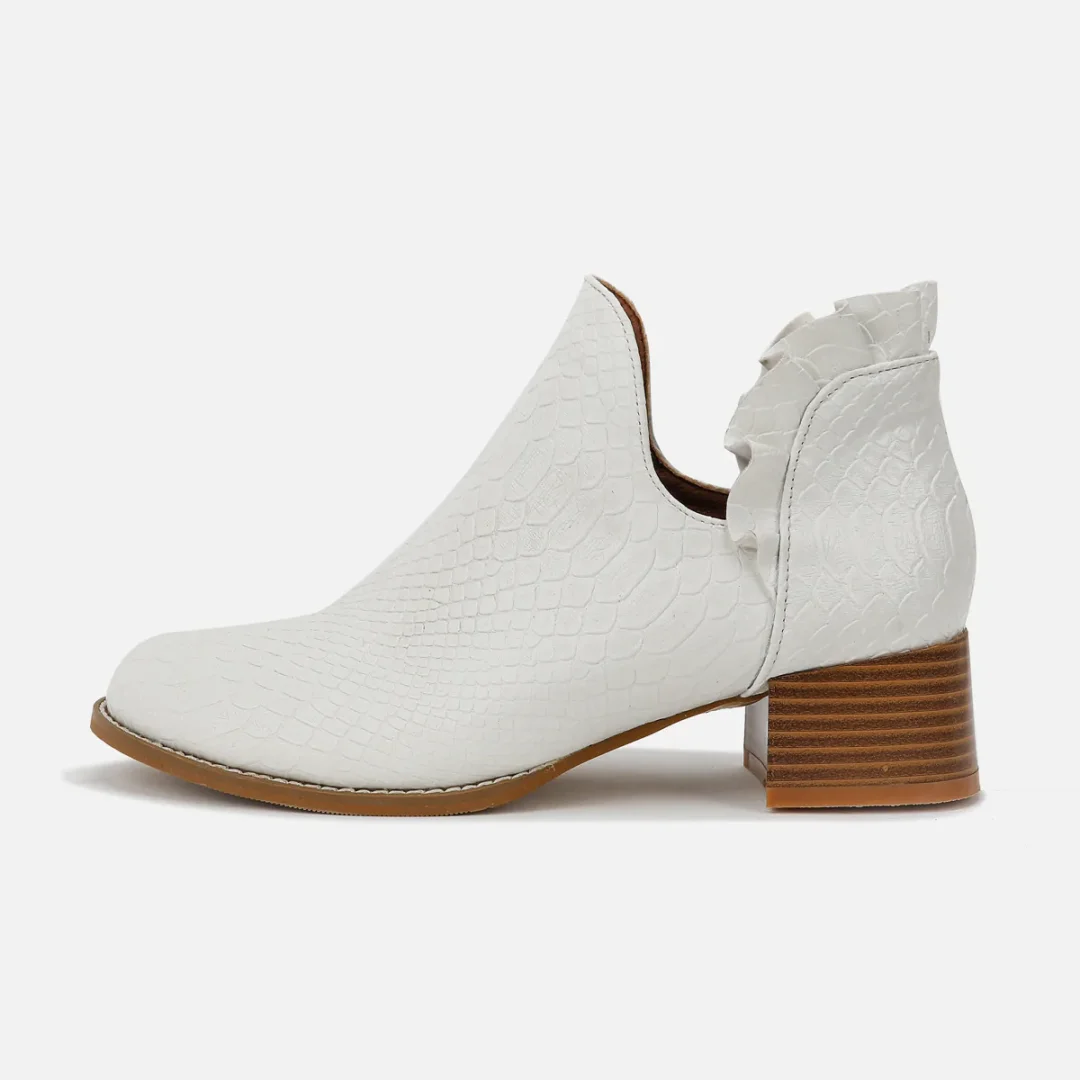 Women's Leather Chunky Heel Boots
