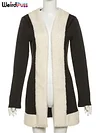 Weird Puss Patchwork Fluff Long Coat Cardigan 2023 Winter Trend Warm Chic Wild Casual Streetwear Hipster Skinny Jacket Overcoat