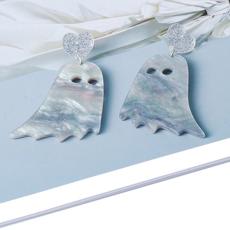 55726 Acrylic Colorful Ghost Earrings European And American Exaggerated Halloween Ghost Earrings Personality Female Ear Rings