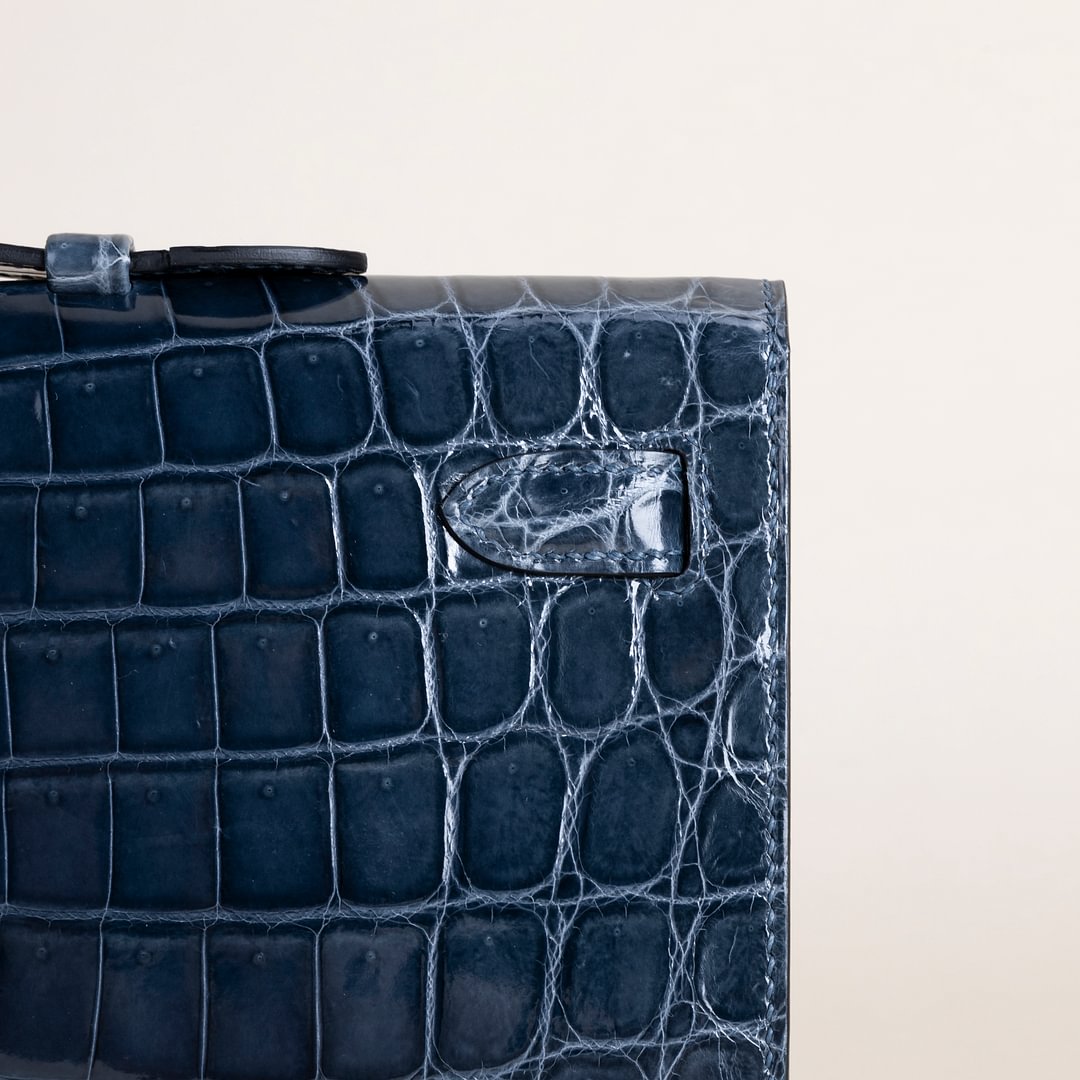 Kelly cut Shiny Niloticus Crocodile N7 Blue Tempete PHW