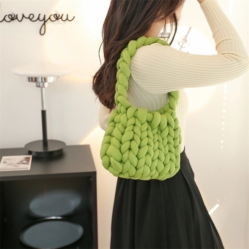 Women’s Large Cotton Solid Color Cute Basic Square Open Underarm Bag
