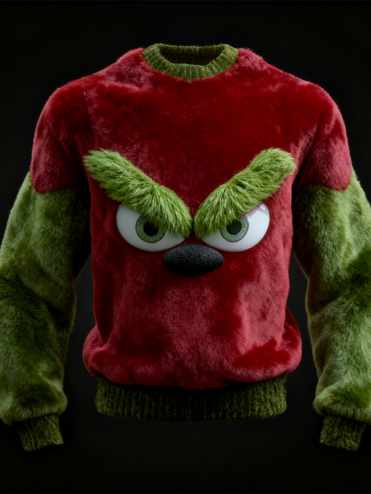 Men's Christmas Inspired Monster Eyes Cozy Plush Sweatshirt elevenforest