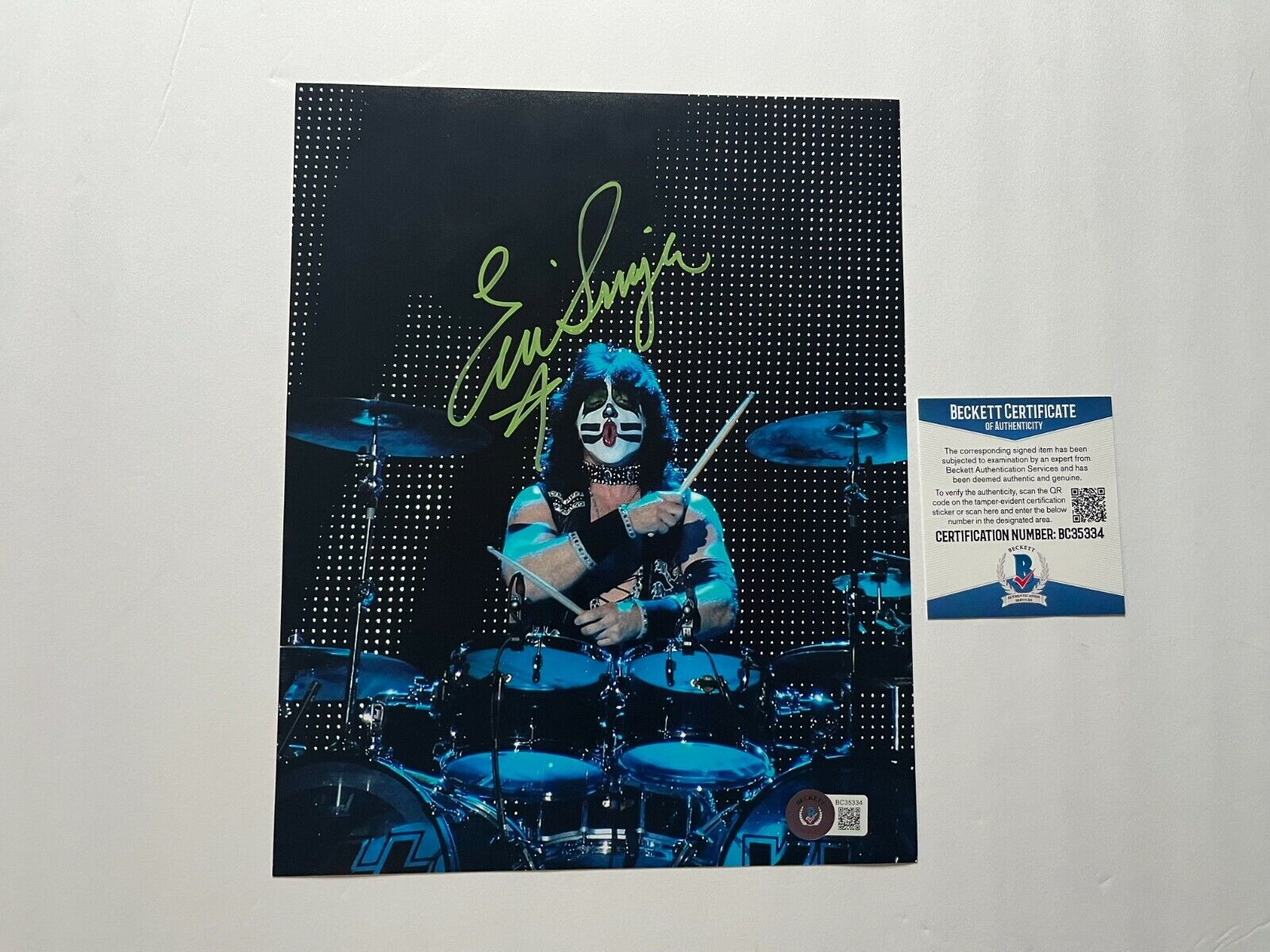 Eric Singer Rare! signed autographed KISS drummer 8x10 Photo Poster painting Beckett BAS Coa