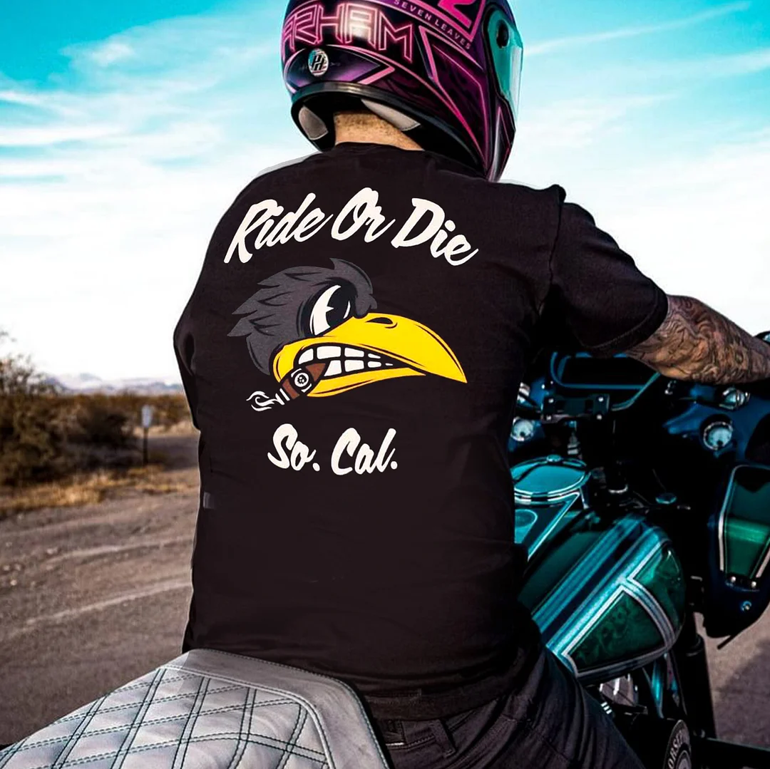 RIDE OR DIE Bird Black Print T-Shirt