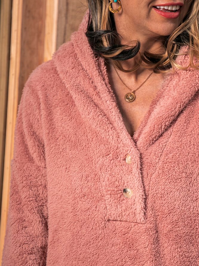 Long Sleeve Faux Fur Hoodie Shirts & Tops