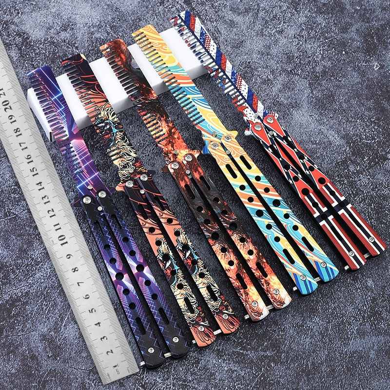 Portable Butterfly Knife Comb Stainless Men