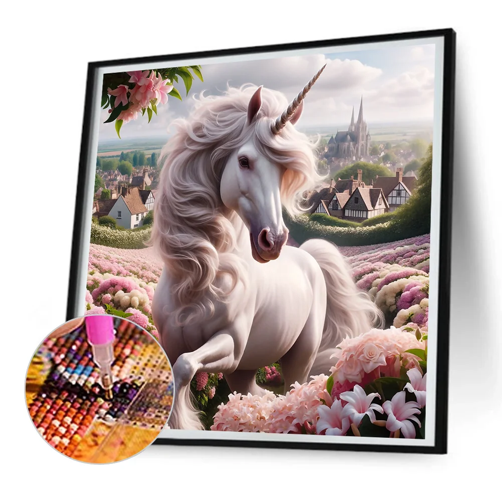 Full Round Diamond Painting 30*30cm - Garden Unicorn