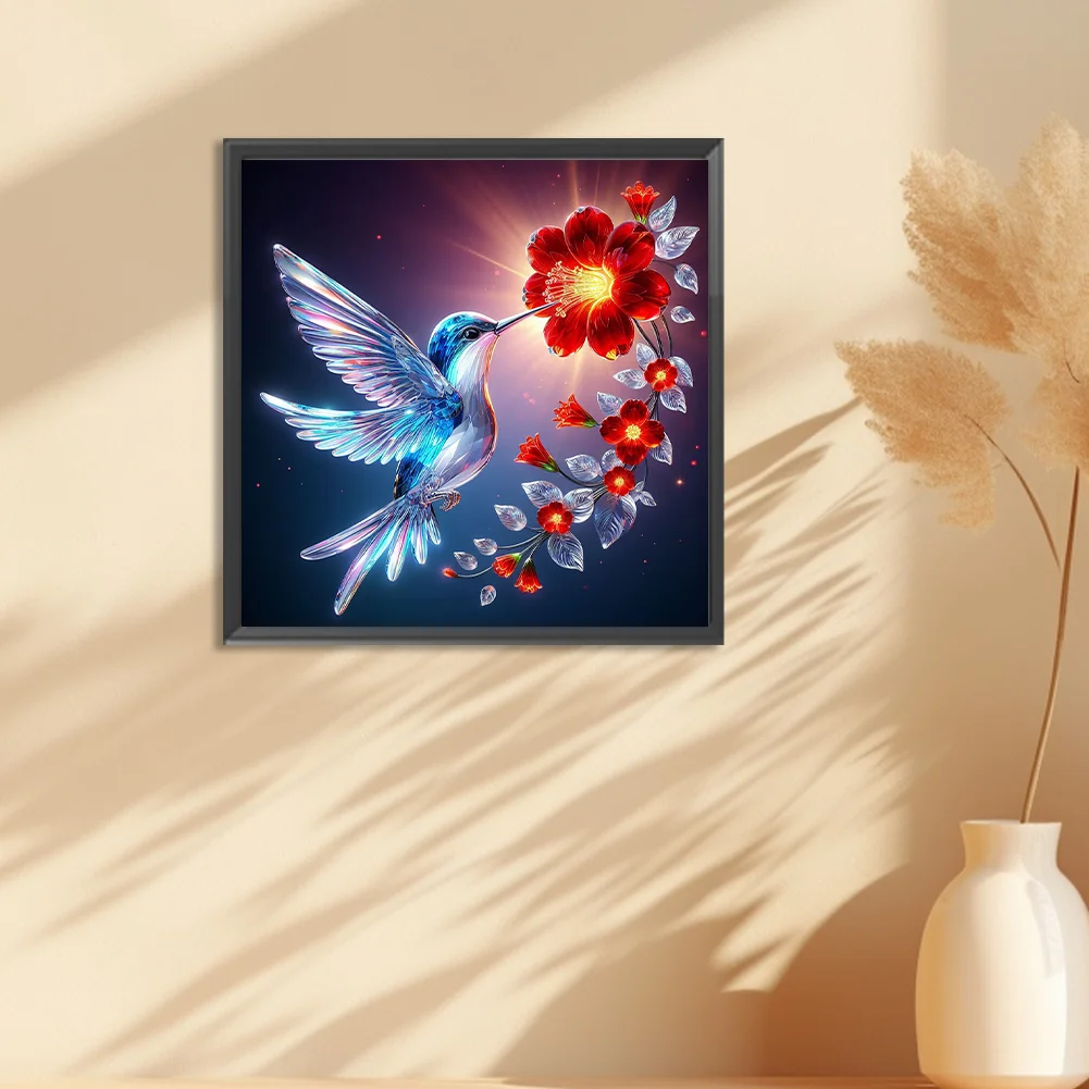 Diamond Painting - Full Round Drill - Bird and Flowers(Canvas|30*30cm)