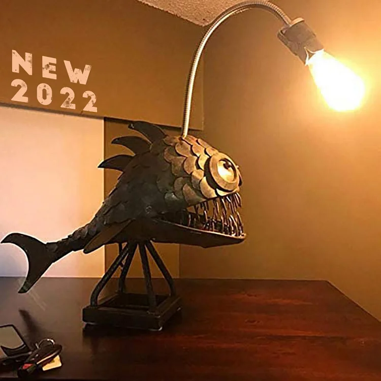Creative Steampunk Angler Fish Lamp, Hand-Made Custom Art Lamp | AvasHome