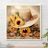 5D DIY Full Square Drill Diamond Painting Sunflower Hat Kit Home Decor 35x35cm (A)